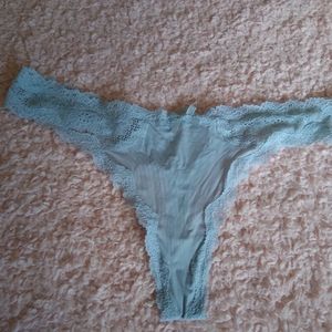 Victoria's Secret Medium Ice Blue Silk Thong